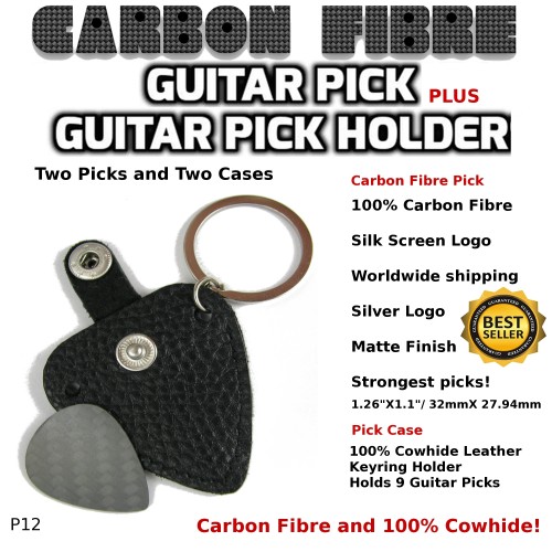 Carbon Fibre Guitar Pick Case leather Cowhide P12